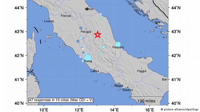 Italien Erdbeben in der Nähe von Perugia (picture-alliance/dpa/Usgs)