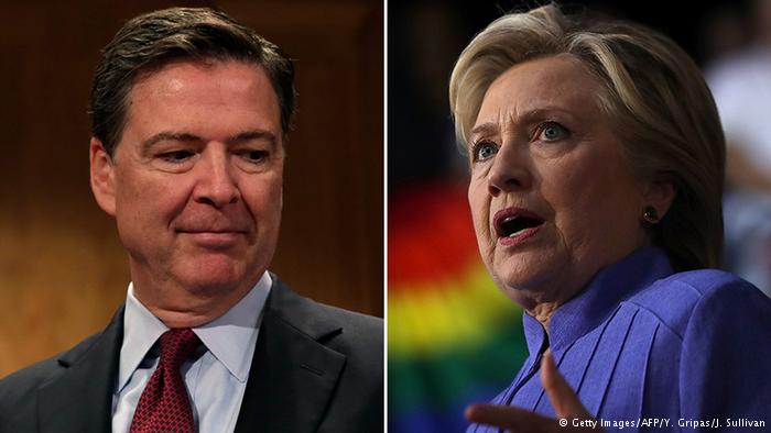 Bildkombo James Comey und Hillary Clinton (Getty Images/AFP/Y. Gripas/J. Sullivan)