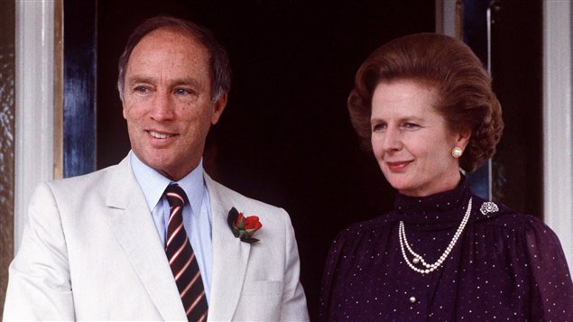 1981年老特鲁多和英国首相撒切尔。