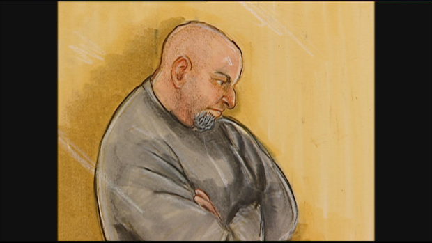 A sketch of Brian Abrosimo making a court appearance.