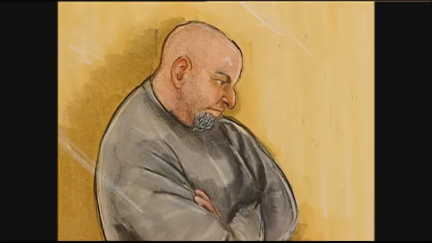A sketch of Brian Abrosimo making a court appearance.