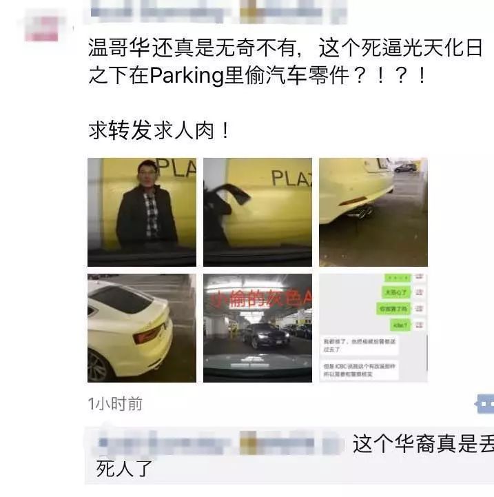 贼在温哥华都这么大胆子了！光天化日拆卸奥迪车 车主喊你去自首！