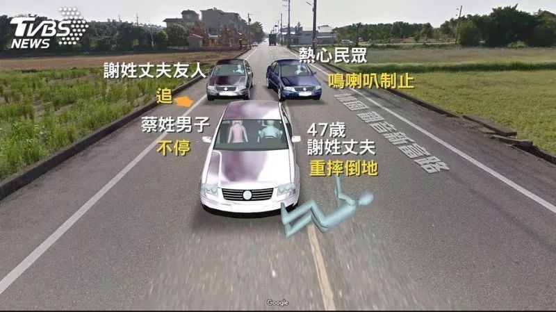 惨剧! 妻子与小三同车 丈夫趴引擎盖哀求 却被加速拖拽8km甩飞摔死!