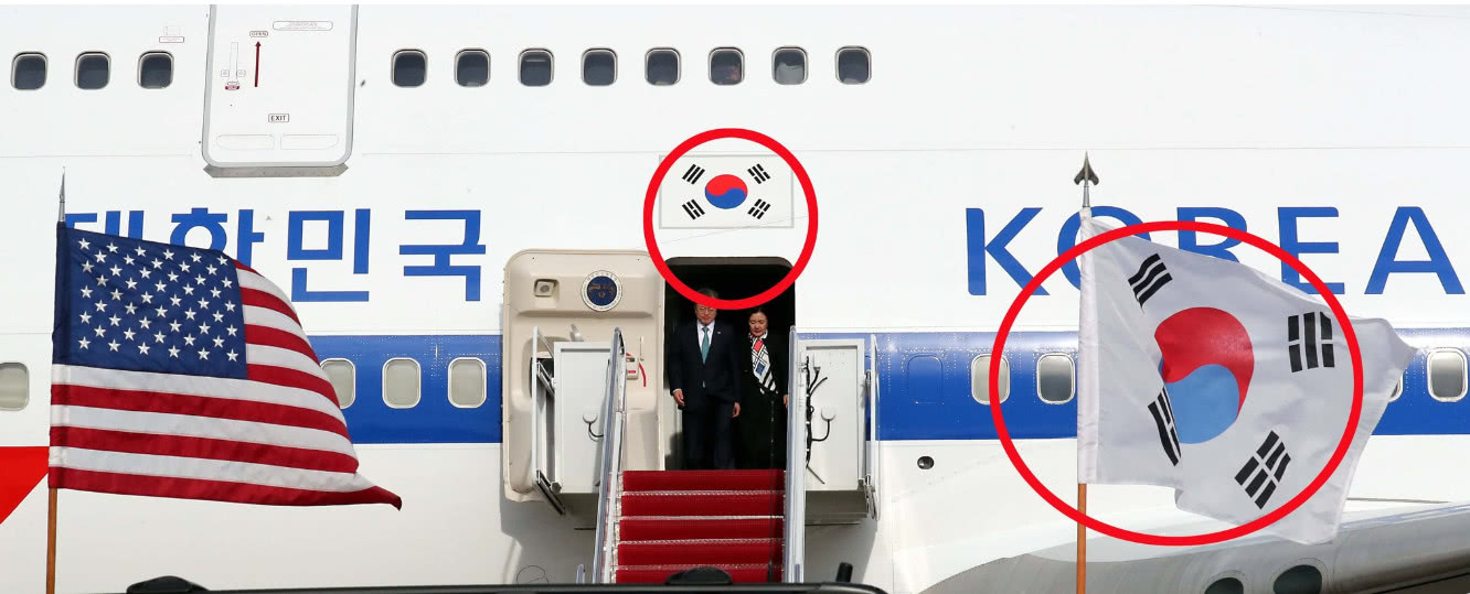 美国用“掉色”太极旗迎接文在寅 韩国网友炸锅