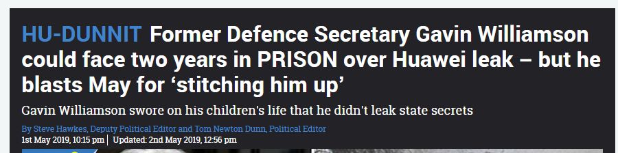 突发! 麦家廉第二？英国国防部长因“华为事件”被撤职！