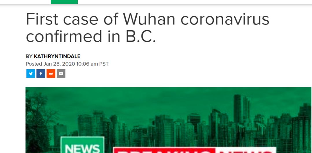 突发! BC确诊第1例新冠肺炎 人就在本地! 多地开始仇华 世卫组织改口