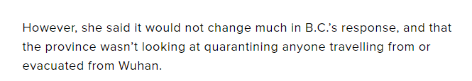突发! 加拿大确诊第4例! BC省114人受检: 不会隔离任何从武汉撤离回来的人
