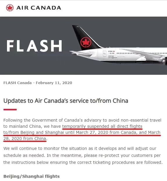 注意! 取消飞往中国航班延长至4月底! 华人懵了!