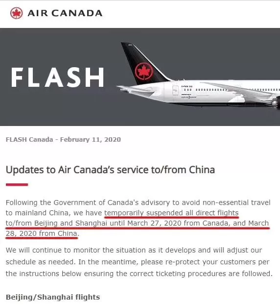 注意! 取消飞往中国航班延长至4月底! 华人懵了!