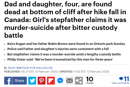 加拿大爸爸和4岁女儿 惨死冰天雪地悬崖脚下 原因震惊世人