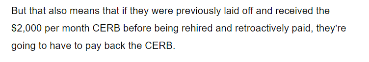 注意! 你领的2000元CERB可能要退回 不这么做下个月也拿不到！