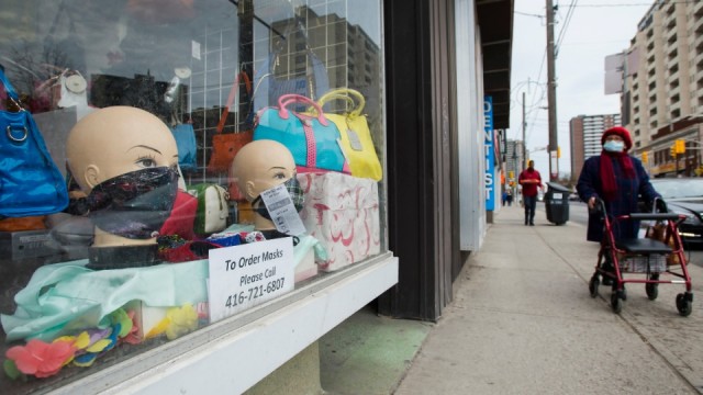 Storefront window during the pandemic in Toronto