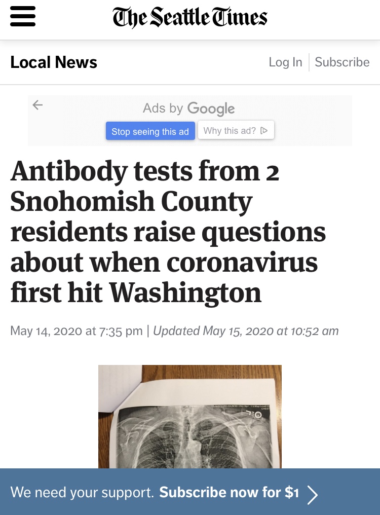 抗体测试报告显示 新冠病毒可能去年12月已在美出现