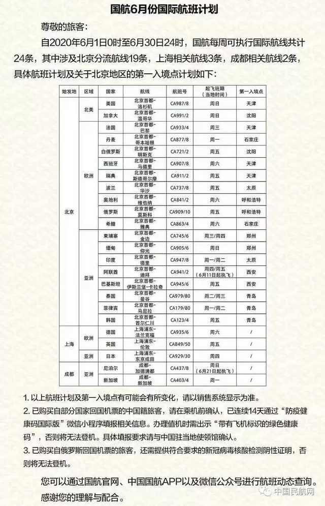 中国国际航空。（图片来源：中国民航网公众号）