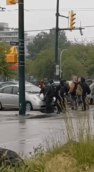 现场直击! 温哥华爆发示威游行 私家车撞破人群 但这一幕却打动无数网友