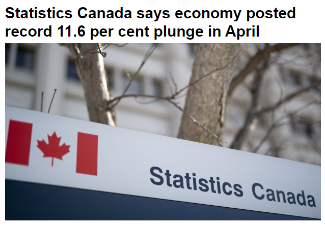 惨淡！加拿大4月GDP跌破历史低点 2020年经济萎缩8.2% 央行：最糟糕时刻已过