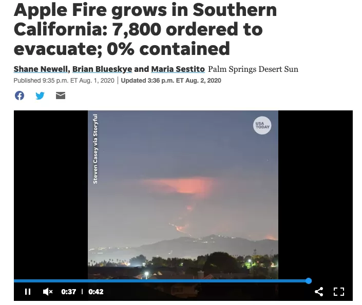疫情下 美国爆大规模山火! 8000人连夜逃命 烈火吞噬2万亩地 全美疫情最重地区已成炼狱