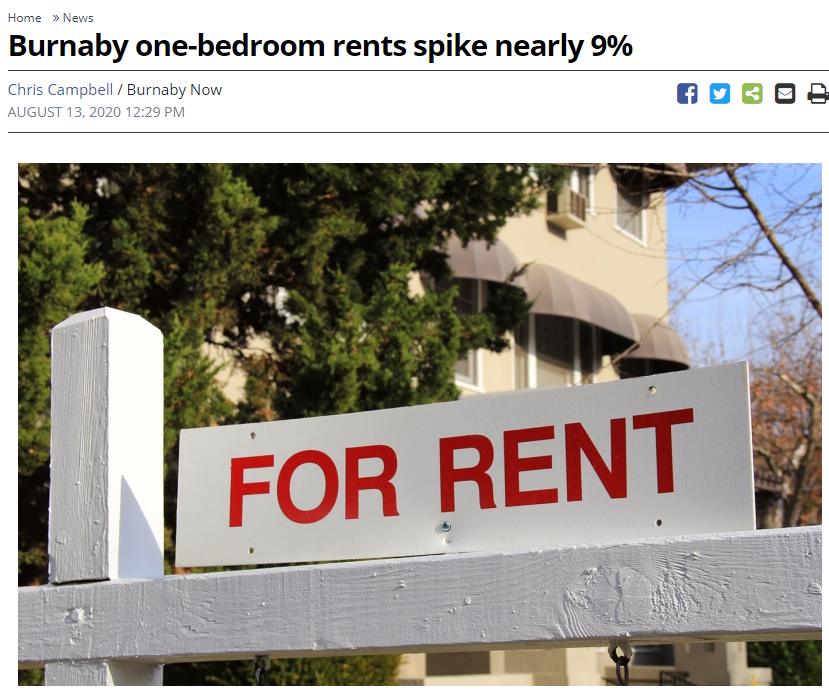 最新出炉! 本拿比位居全国租金市场第3 一居室租金上涨近9%