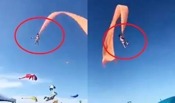 可怕! 3岁华人女童被风筝缠住脖子 卷上30米高空狂甩 现场尖叫一片!