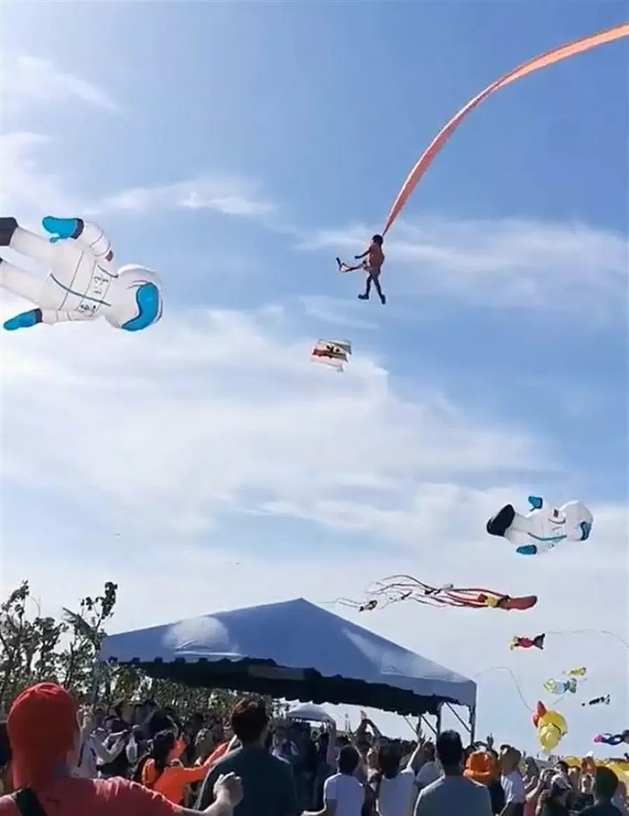 可怕! 3岁华人女童被风筝缠住脖子 卷上30米高空狂甩 现场尖叫一片!