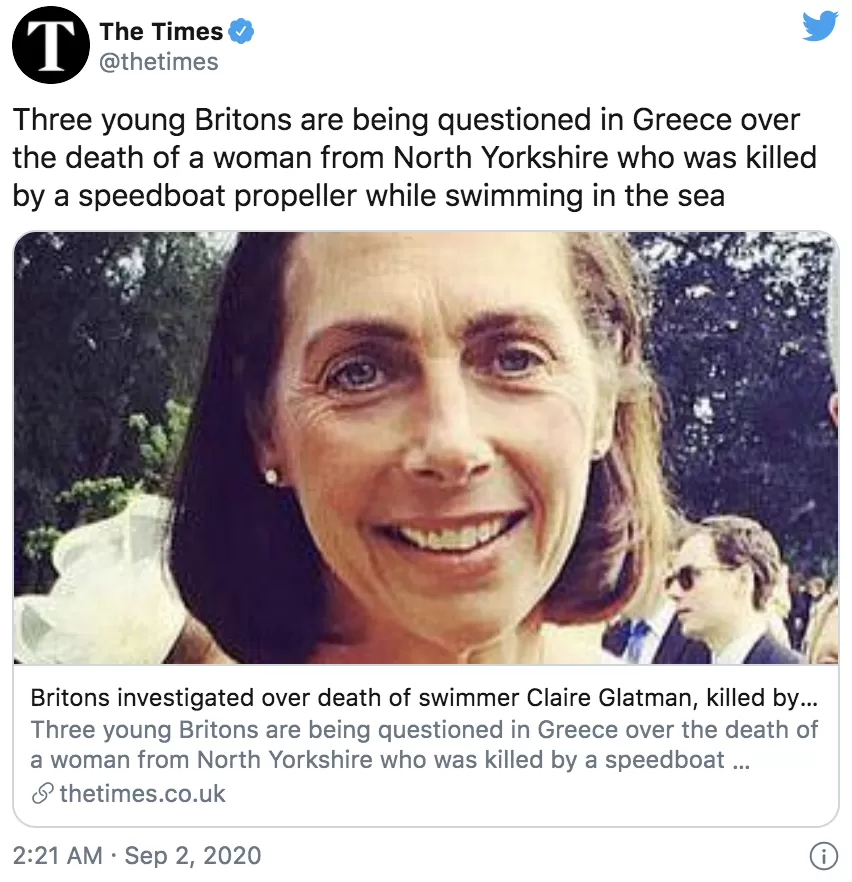亿万富翁妻子惨死旅游胜地! 出海撞快艇 下半身卷入螺旋桨动脉割断!