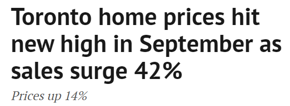 最新! 多伦多9月房市大好 销售同比增42% 公寓竟成短板!