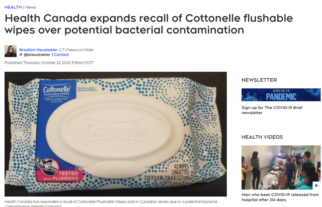 突发! 加拿大紧急召回200万盒湿纸巾! 含恐怖细菌 Costco沃尔玛有售!