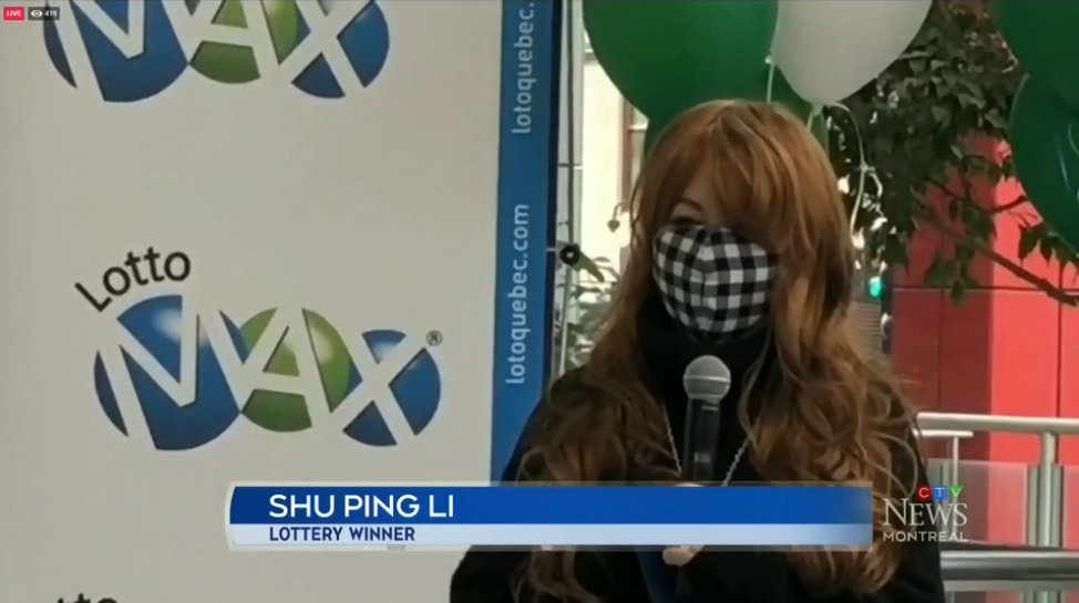 爽哭! 加拿大华女中3亿 戴假发口罩领奖 结巴说英语: 再也不帮老公打工了!