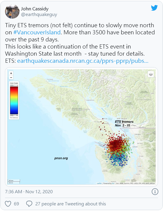 傻眼! 温哥华岛要被震走了! 数周3500次小地震 向西飘移5毫米!