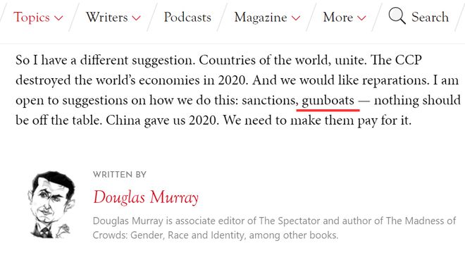英国知名公知：我们应该派出炮舰，让中国为疫情赔钱  
