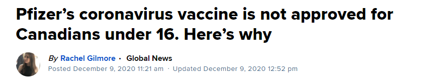 重磅! 加拿大人未满16岁 不能打辉瑞疫苗! 接种首日2人出事 预警拉响!