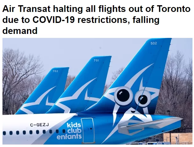注意! Air Transat宣布取消所有进入多伦多定期航班! 明起生效! 新闻 第1张