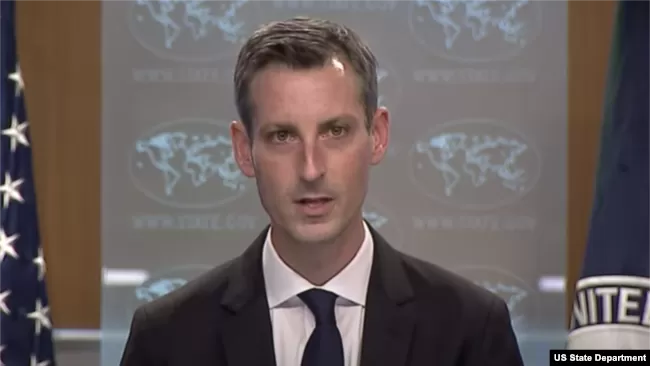 美国国务院发言人内德·普莱斯(Ned Price)2021年2月2日主持例行记者会（美国国务院照片）