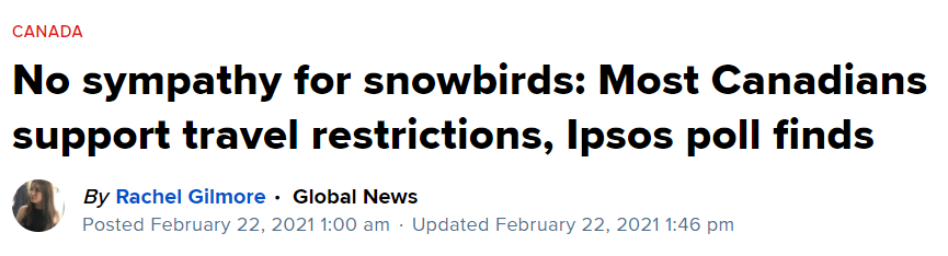 不听! 雪鸟喊冤拒隔离 加拿大人: 活该! 17%国民永远不想出国! 生活 第1张