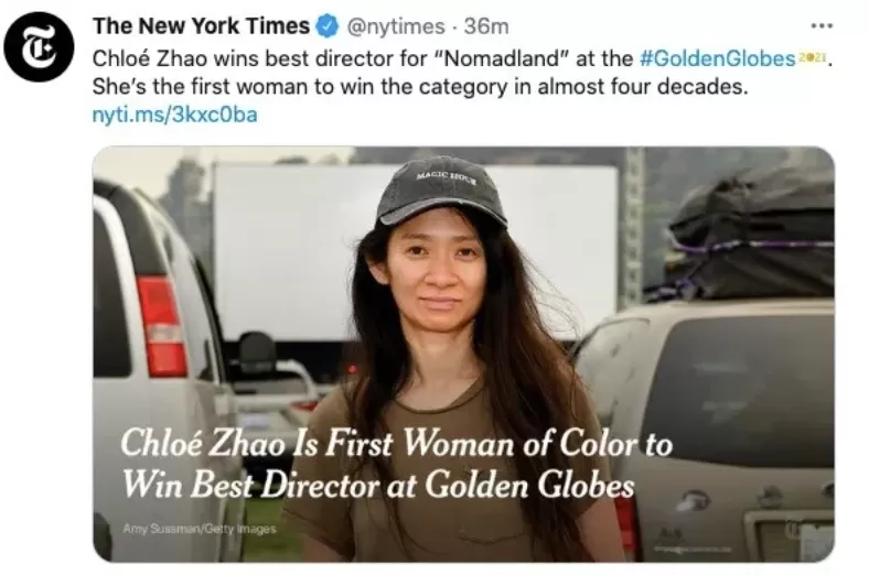 华人之光! 华裔女导演夺金球奖创历史! 继母宋丹丹大呼