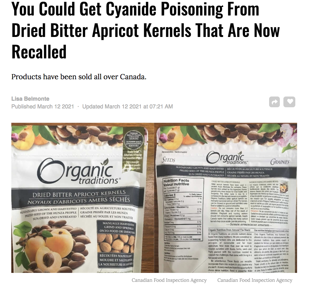 警惕! 加拿大超市常见食品恐致氰化物中毒! Costco产品爆安全隐患! 新闻 第1张