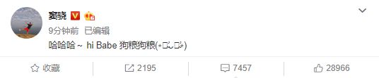 窦骁与何超莲公布恋情 同款文案:哈哈哈 狗粮狗粮