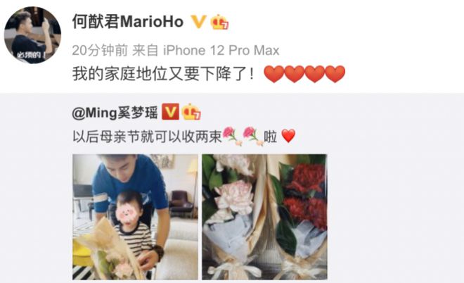 奚梦瑶母亲节宣布怀二胎：以后可以收两束康乃馨