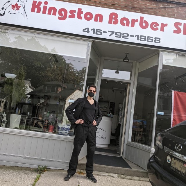 May be an image of one or more people, people standing and text that says 'Ringston 416-792-19 Barber S 416-792-1968 Acome Shop'