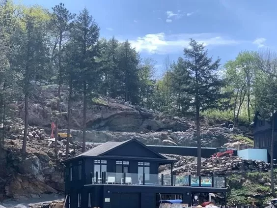 Sugarloaf Island boathouse on Lake Joseph, Muskoka