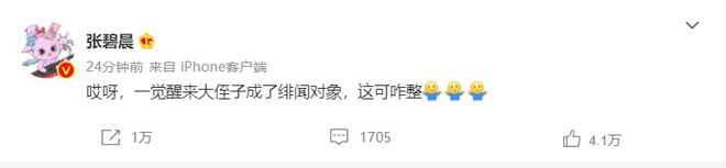 张碧晨否认新恋情：一觉醒来大侄子成了绯闻对象