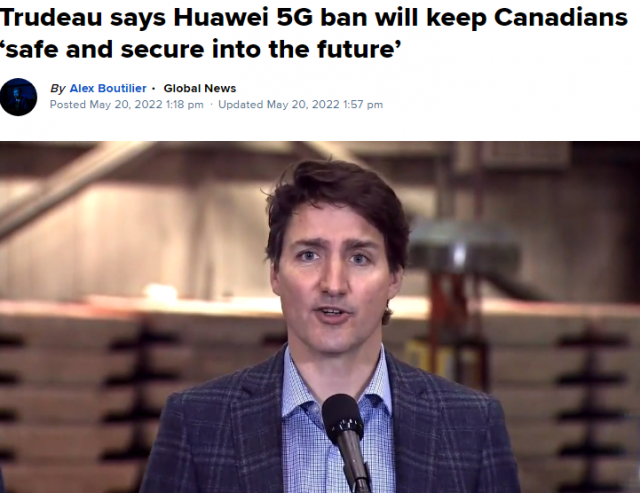 杜鲁多称加拿大禁华为5G这个决定不容易