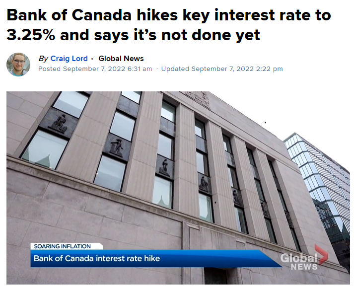 750,000加拿大人的噩梦! 央行又加息! 房贷成倍飙升 失业潮或将杀到?! 经济学家警告称，为遏制通胀，加拿大央行的激进加息行为有可能使加拿大经济陷入衰退，并使数十万人失去工作！