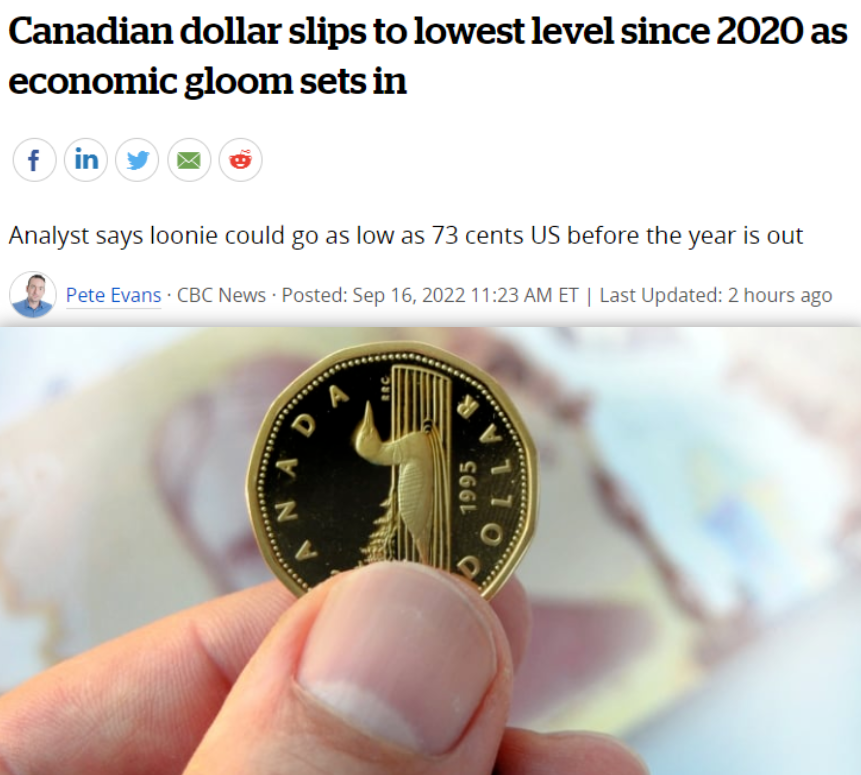 加拿大人集体变穷! 加币跌至2年最低 房价骤跌家庭财富遭凶狠侵蚀 $9901亿没了！