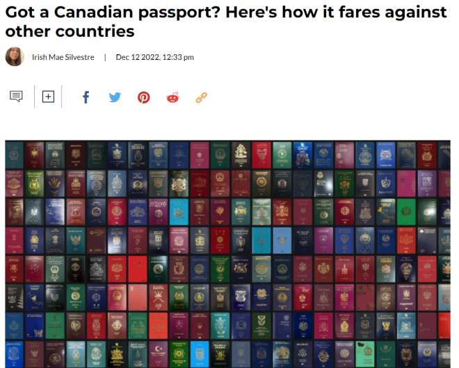 2022年全球护照影响力排名 加拿大无缘前10 中国飞速进步