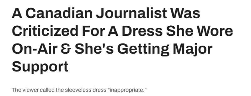 吵疯! 加拿大女记者穿无袖裙 被批”穿着暴露”