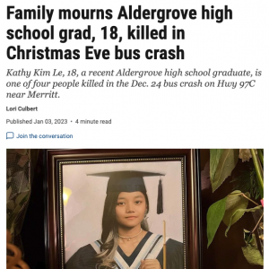 惨! 温哥华18岁亚裔少女惨死路边 现场曝光 载47人大巴翻车 多半没带安全带!