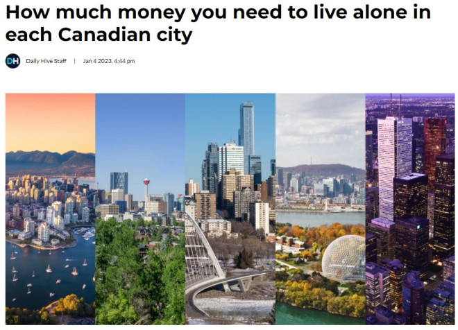 加拿大五大城市生活成本比较：多伦多人扎心了
