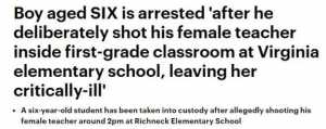 突发! 美国校园爆恐怖枪击 6岁男孩带枪上学 血溅教室 女老师跪倒在地 家长挤爆校门!