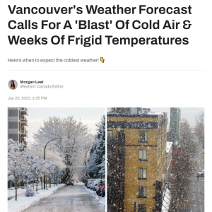 警报! 极地寒流来袭 大温这周末-10℃! 风雪暴埋城 多地冷爆 -30℃酷寒104人死!